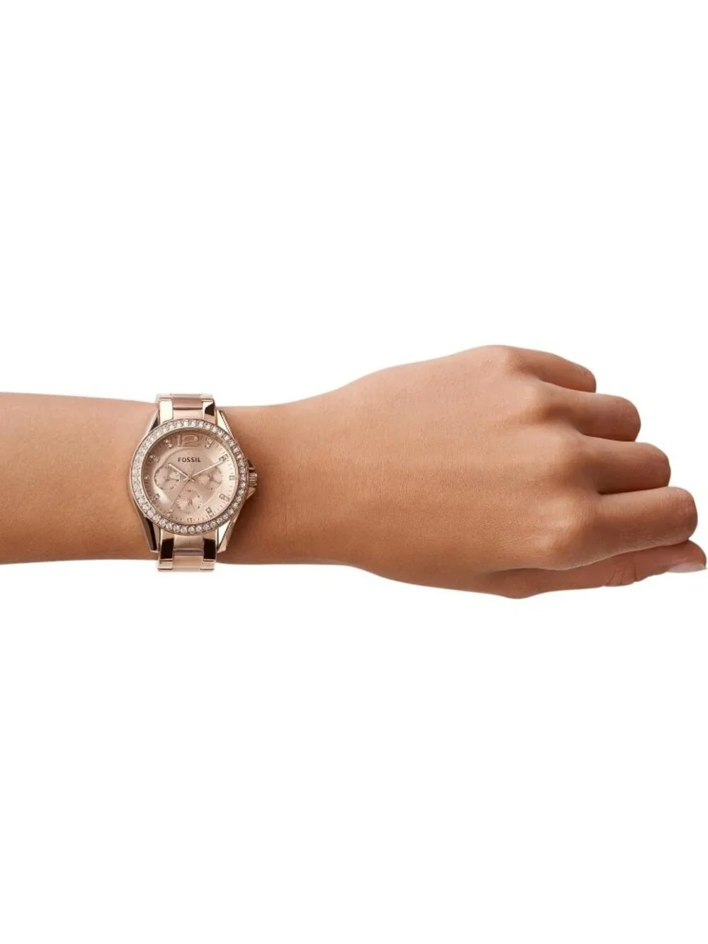 Fossil Women's Rose Gold Analog Quartz Riley Stainless Steel Multifunction Watch